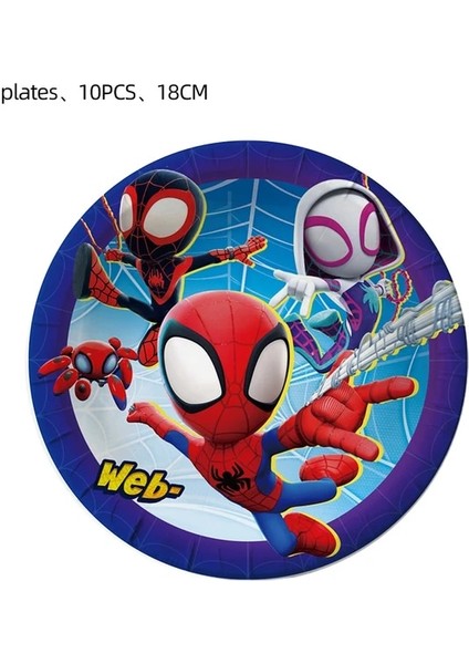 PLATE-10PCS Spidey ve Onun Inanılmaz Arkadaşları Parti Dekorasyon Malzemeleri Kağıt Tabak Masa Örtüsü Örümcek Adam Tema Bebek Duş Balonları Çocuklar Iyilik (Yurt Dışından)