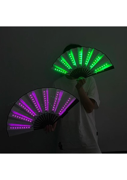 13 Inç 4 Fonksiyon Aydınlık Katlanır LED Fan Dans Işık Fan Gece Müzik Gösterisi Için Yanıp Sönüyor Rave Festivali Aksesuarları Karanlıkta Parlayan Parti (Yurt Dışından)