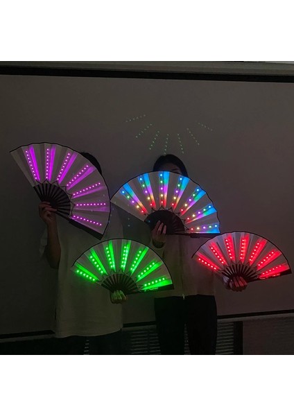 13 Inç 4 Fonksiyon Aydınlık Katlanır LED Fan Dans Işık Fan Gece Müzik Gösterisi Için Yanıp Sönüyor Rave Festivali Aksesuarları Karanlıkta Parlayan Parti (Yurt Dışından)