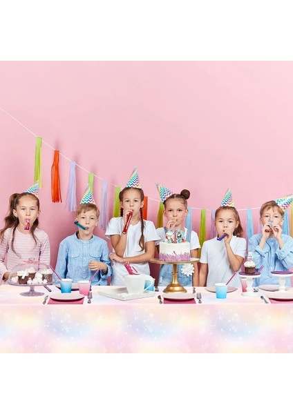 Siyah Nokta 137*274 cm Gökkuşağı Masa Örtüsü Pembe Kız Doğum Günü Düğün Parti Süslemeleri Tek Kullanımlık Plastik Masa Örtüsü Bebek Duş Malzemeleri (Yurt Dışından)