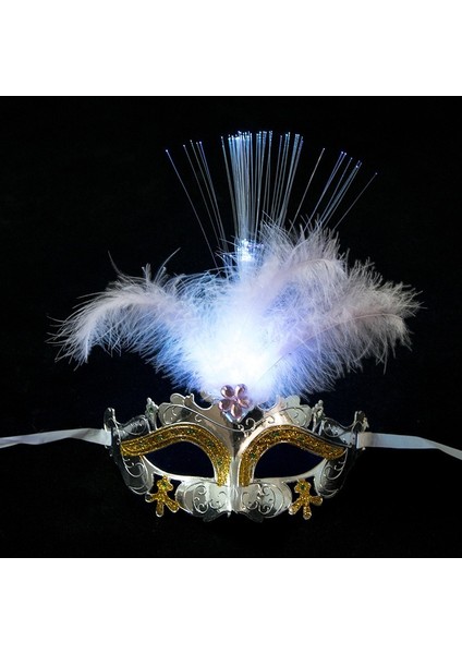 2 Adet Mor 2 Adet Venedik Venedik Parlayan Tüy LED Maskeleri Karnaval Cadılar Bayramı Masquerade Cosplay Kostüm Partisi Malzemeleri (Yurt Dışından) fırsatları