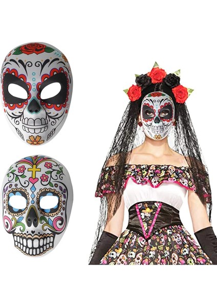 Kadınlar ve Erkekler Için 1/2 Adet Ölü Maskeleri Günü Şeker Kafatası Tam Yüz Maskesi Meksika Partileri Masquerade Sahne Cadılar Bayramı Kostüm Kadın Erkek Için (Yurt Dışından) fiyatları