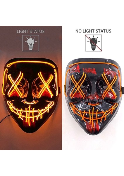 Turuncu 10 Cadılar Bayramı Partisi Maskesi Aydınlık LED Maske Masque Masquerade Neon El Maskeleri Işık Komik Maskeler Cosplay Kostüm Karnaval Malzemeleri (Yurt Dışından)