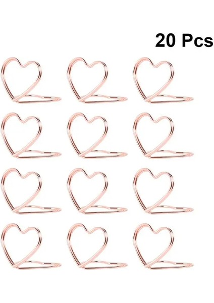 Altın 20 Adet Metal Memo Tutucu Masa Çift Katmanlı Kalp Şekli Yer Kartı Tutucu Standı Düğün Ziyafet Çift Kalp Yüzük Mesaj Tutucu (Yurt Dışından) fiyatları