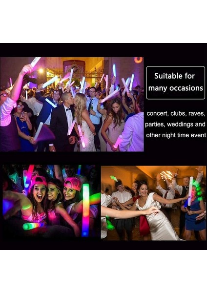 30 Adet 10/15/20/30 Adet LED Parlak Çubuk Kolye Toplu Renkli Rgb Parlak Köpük Sopa Tezahürat Floresan Lamba Karanlıkta Parti Konser Düğün Malzemeleri (Yurt Dışından) fiyatları