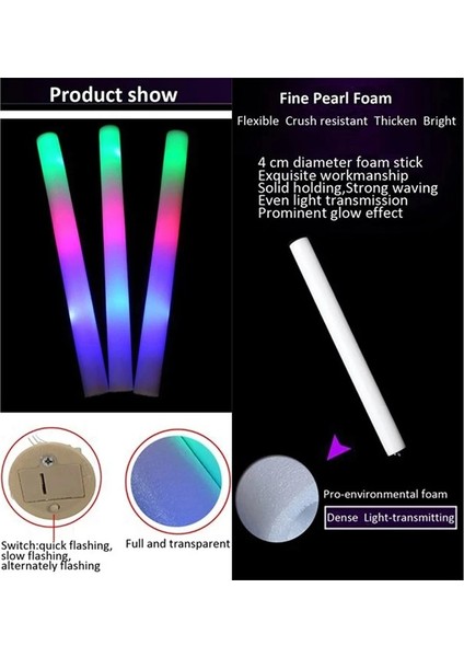 30 Adet 10/15/20/30 Adet LED Parlak Çubuk Kolye Toplu Renkli Rgb Parlak Köpük Sopa Tezahürat Floresan Lamba Karanlıkta Parti Konser Düğün Malzemeleri (Yurt Dışından) indirimleri