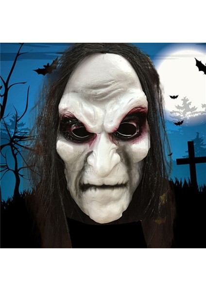 Cadılar Bayramı Zombi Maskesi Sahne Kin Hayalet Korunma Zombi Maskesi Gerçekçi Masquerade Cadılar Bayramı Maskesi Uzun Saç Hayalet Korkunç Maske (Yurt Dışından)