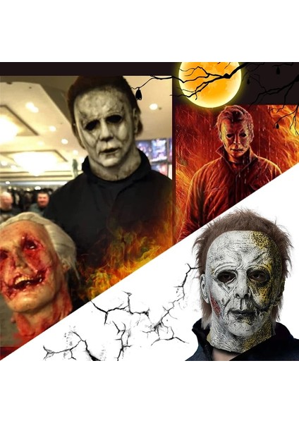 Bir Korku Maskesi Korkunç Michael Myers Tam Baş Maskesi Ürpertici Cosplay Kostüm Yetişkinler Için Lateks Sahne Karnaval Masquerade Parti Maskesi (Yurt Dışından)