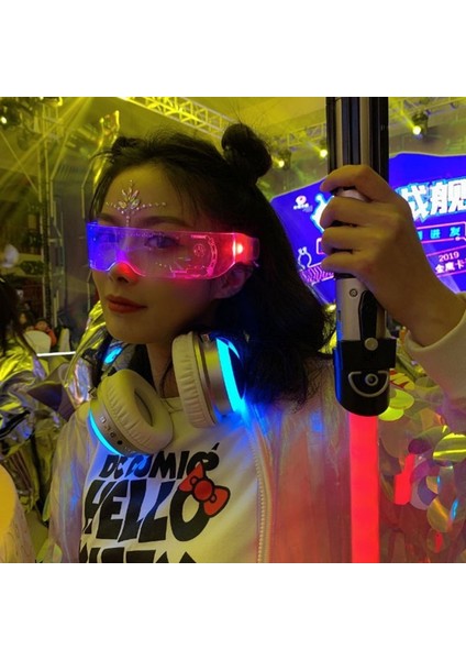 B Renkli Aydınlık Gözlük 7 Modu Ayarlanabilir LED Işık Up Gözlük Bar Ktv Noel Cadılar Bayramı Cyberpunk Parti Prop Dekorasyon (Yurt Dışından)