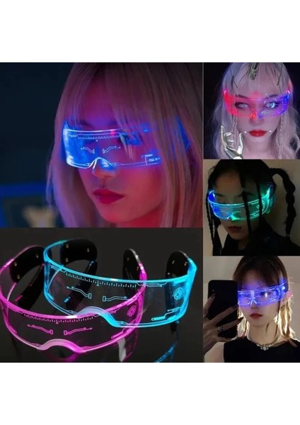 B Renkli Aydınlık Gözlük 7 Modu Ayarlanabilir LED Işık Up Gözlük Bar Ktv Noel Cadılar Bayramı Cyberpunk Parti Prop Dekorasyon (Yurt Dışından) indirimleri