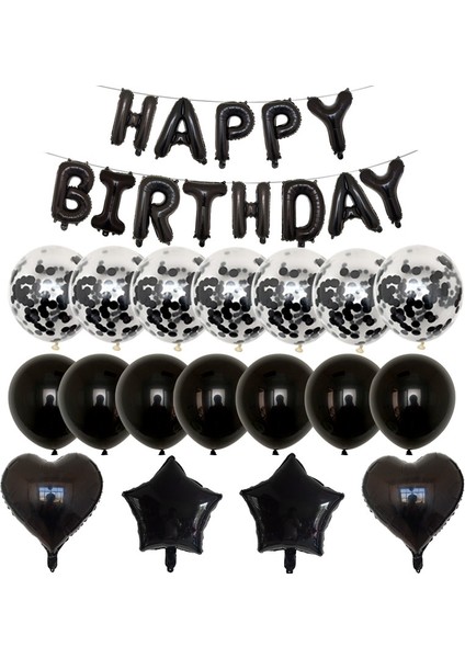 Stil 10 31 Adet Siyah Lateks Balonlar Set Parti Konfeti ile Çocuklar Mektup Balonlar Mutlu Doğum Günü Pastel Renk Balonlar Düğün Dekorasyon (Yurt Dışından) fiyatları