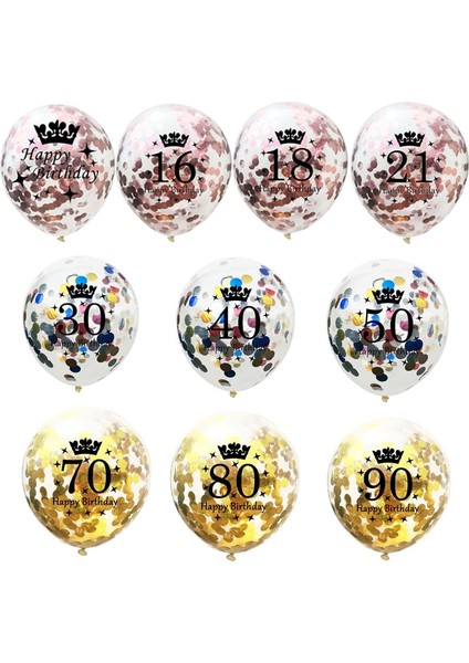 Altın 30 5 Adet 12 Inç Konfeti Balonları Lateks Doğum Günü Balonu 16 18 21 30 40 50 60 70 Yaşında Doğum Günü Partisi Yıldönümü Süslemeleri (Yurt Dışından)