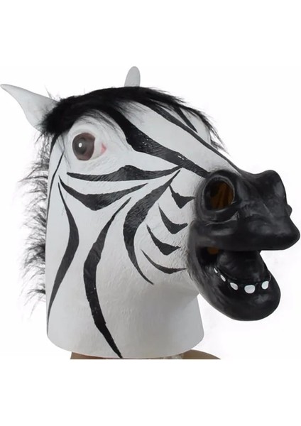 Bir Zebra Maskesi Lateks Tam Kafa Zebra Maskesi Cadılar Bayramı Gerçekçi Süslü Elbise Parti Hayvan Cosplay Karnaval Kostüm Aksesuarları Tiyatro Sahne (Yurt Dışından)