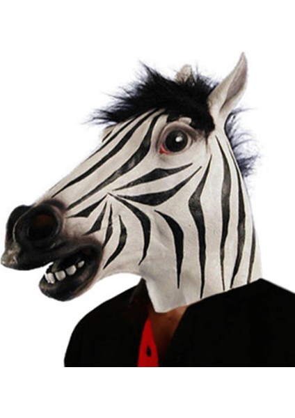 Bir Zebra Maskesi Lateks Tam Kafa Zebra Maskesi Cadılar Bayramı Gerçekçi Süslü Elbise Parti Hayvan Cosplay Karnaval Kostüm Aksesuarları Tiyatro Sahne (Yurt Dışından)