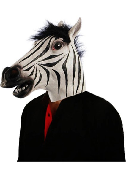 Bir Zebra Maskesi Lateks Tam Kafa Zebra Maskesi Cadılar Bayramı Gerçekçi Süslü Elbise Parti Hayvan Cosplay Karnaval Kostüm Aksesuarları Tiyatro Sahne (Yurt Dışından)