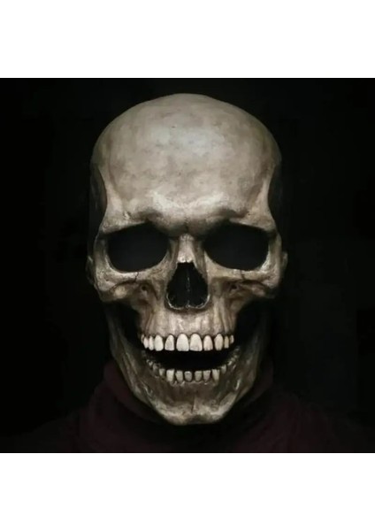 Gri Tam Kafa Kafatası Maskesi Başlık Maskeleri Karnaval Yetişkin Gerçekçi Anonim Cadılar Bayramı Anime Korku Kask Hareketli Ağız Çene (Yurt Dışından) modelleri