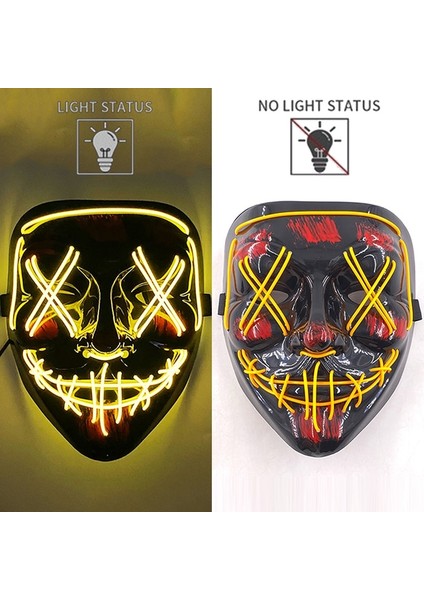 Renk 13 LED Cadılar Bayramı Tasfiye Maskesi LED Neon Yüz Maskeleri Masque Masquerade Korku Parti Sahne LED Işık Parti Maskesi Karanlıkta Büyümek (Yurt Dışından)