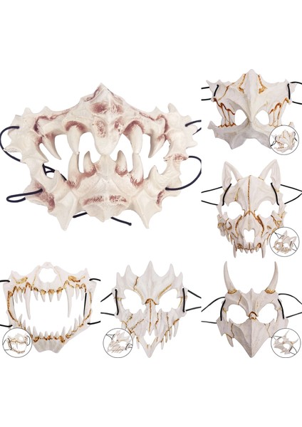 Yaksha 3D Kemik Kafatası Cadılar Bayramı Maskeleri Korkunç Maske Cosplay Masquerade Karnaval Parti Sahne Hayvan Maskesi Noel Cadılar Bayramı Malzemeleri (Yurt Dışından) modelleri