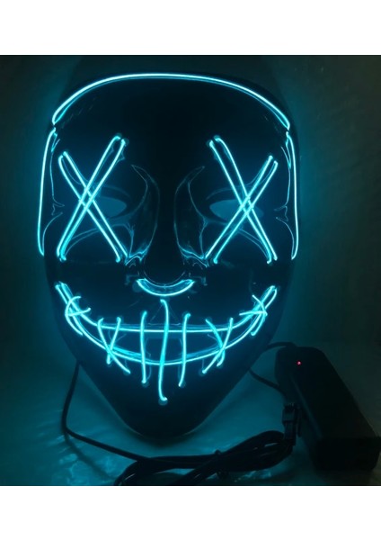Buz Mavisi LED Maske Cadılar Bayramı Partisi Maskesi Masquerade Maskeleri Neon Maske Karanlıkta Işık Glow Korku Maskesi Parlayan Masker Karışık Renkli Maske (Yurt Dışından)