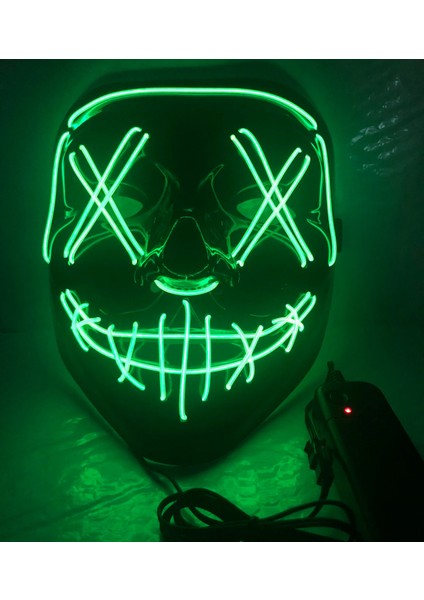 Buz Mavisi LED Maske Cadılar Bayramı Partisi Maskesi Masquerade Maskeleri Neon Maske Karanlıkta Işık Glow Korku Maskesi Parlayan Masker Karışık Renkli Maske (Yurt Dışından)