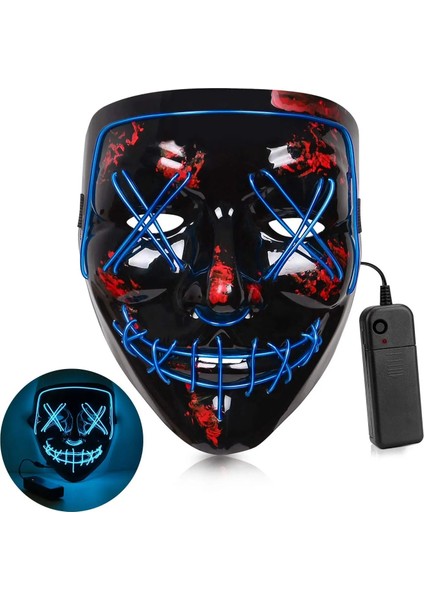 Buz Mavisi LED Maske Cadılar Bayramı Partisi Maskesi Masquerade Maskeleri Neon Maske Karanlıkta Işık Glow Korku Maskesi Parlayan Masker Karışık Renkli Maske (Yurt Dışından)