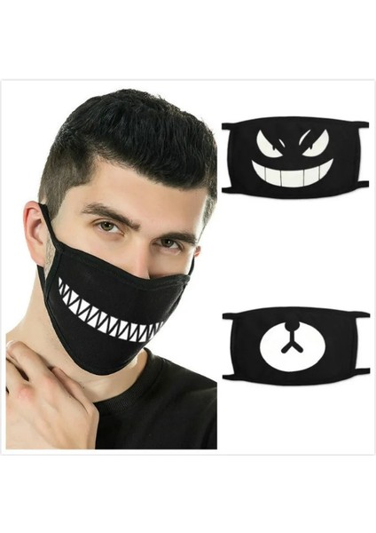 1 Adet 1 Parça Pamuk Maske Sıcak Tutmak Için Karikatür Komik Yüz Maskesi Unisex Ziyafet Parti Maskesi Solunum Cihazı Siyah (Yurt Dışından)