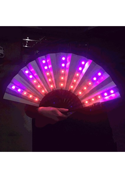 Renkli Parti LED Parlayan Fan Çin Tarzı Katlanır Fan Renkli Parti/dans LED Kağıt Yelpazesi Sahne Performansı Gösterisi Işıklı Fan Sıcak Indirim (Yurt Dışından) fiyatları