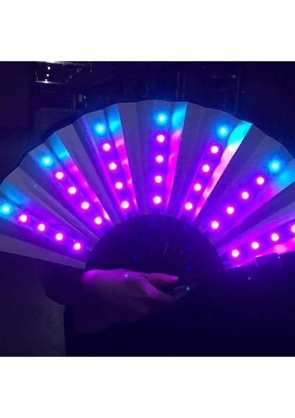 Renkli Parti LED Parlayan Fan Çin Tarzı Katlanır Fan Renkli Parti/dans LED Kağıt Yelpazesi Sahne Performansı Gösterisi Işıklı Fan Sıcak Indirim (Yurt Dışından) fırsatları