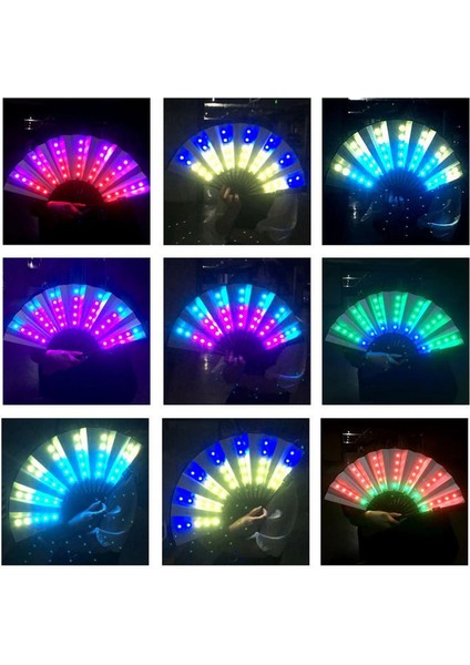 Renkli Parti LED Parlayan Fan Çin Tarzı Katlanır Fan Renkli Parti/dans LED Kağıt Yelpazesi Sahne Performansı Gösterisi Işıklı Fan Sıcak Indirim (Yurt Dışından) indirimleri