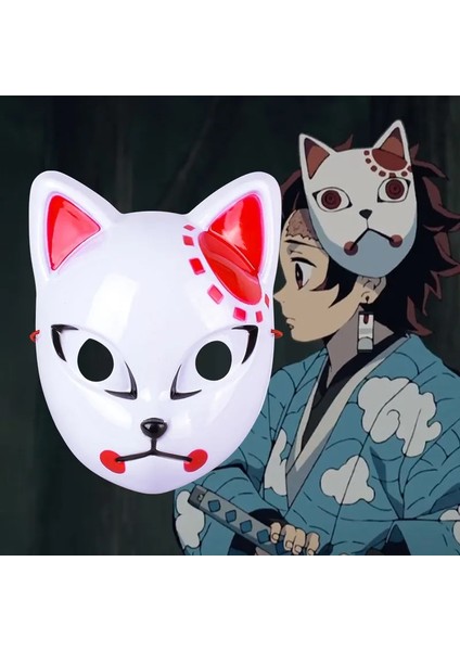 Stil 2 Anime Iblis Avcısı Komutanı Tanjirou Sabito Makomo Cosplay Maskeleri Cadılar Bayramı Tilki Maskesi Parti Kostüm Sahne Aksesuarları Hediye S (Yurt Dışından) indirimleri