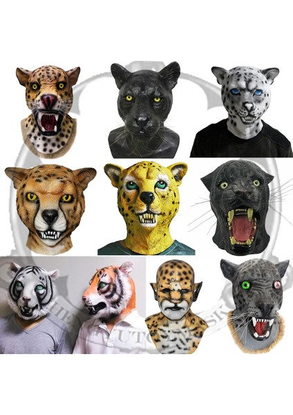 05 Gerçekçi Lateks Aslan Maskesi Hayvan Kaplan Maskesi Vahşi Kedi Leopar Çita Cadılar Bayramı Lateks Maske Parti Cosplay (Yurt Dışından)