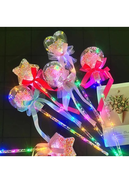 Şerit Gökyüzü Topu 10 Adet Parti Sihirli LED Işık Çubukları Kalp Lolipop Peri Değneklerini Yanıp Sönen Kızdırma Çubukları Çocuklar Için Hediye Plastik Glow Topları Aydınlık Oyuncak (Yurt Dışından)