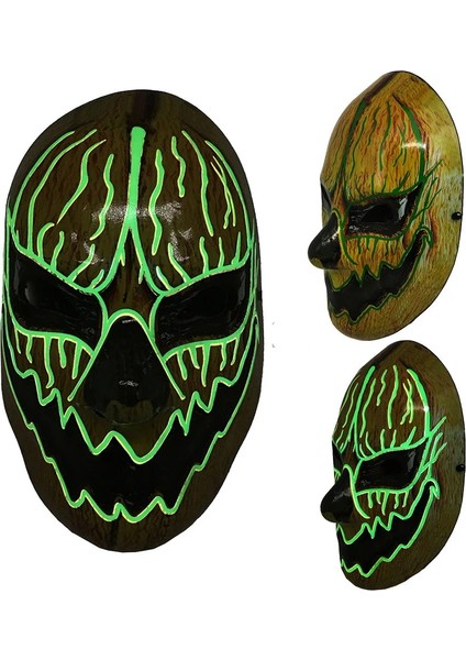 E V 1 Pcs 1 Adet Cadılar Bayramı LED Parlayan Yüz Maskesi Unisex Iblis Avcısı Soğuk Işık Maskesi Masquerade Cosplay Sahne Perili Dekor (Yurt Dışından)