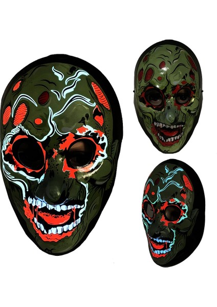 E V 1 Pcs 1 Adet Cadılar Bayramı LED Parlayan Yüz Maskesi Unisex Iblis Avcısı Soğuk Işık Maskesi Masquerade Cosplay Sahne Perili Dekor (Yurt Dışından)