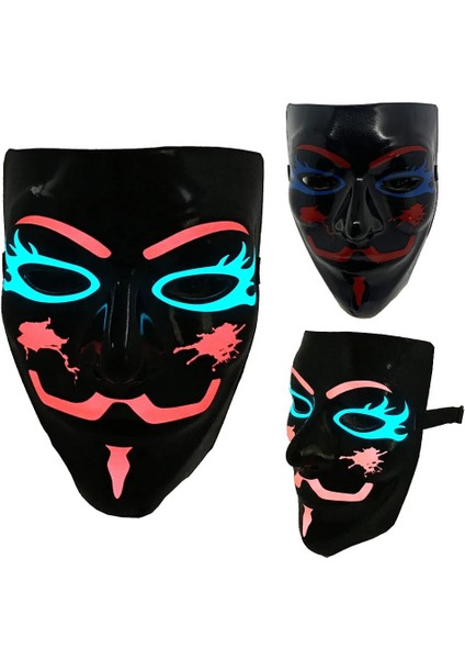 E V 1 Pcs 1 Adet Cadılar Bayramı LED Parlayan Yüz Maskesi Unisex Iblis Avcısı Soğuk Işık Maskesi Masquerade Cosplay Sahne Perili Dekor (Yurt Dışından)
