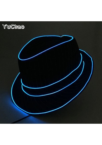 Mavi Sıcak Satış LED Festivali Rave Işık Parti Cosplay Vendetta Guy Fawkes Flaş Takım Elbise El Şapka + Parlayan Kravat + Neon Maske Bar Dans Malzemeleri (Yurt Dışından)