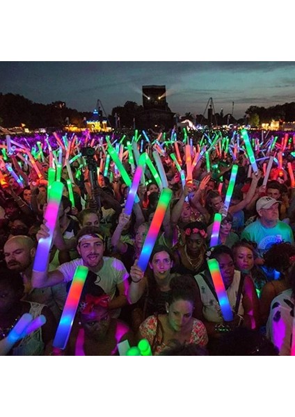 15 Adet Floresan Sopa Toplu Renkli LED Parlayan Çubuklar Rgb LED Parlayan Köpük Sopa Tezahürat Tüp Koyu Işık Doğum Günü Düğün Parti Malzemeleri (Yurt Dışından)