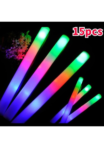 15 Adet Floresan Sopa Toplu Renkli LED Parlayan Çubuklar Rgb LED Parlayan Köpük Sopa Tezahürat Tüp Koyu Işık Doğum Günü Düğün Parti Malzemeleri (Yurt Dışından) fiyatları