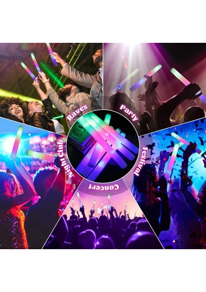 15 Adet Floresan Sopa Toplu Renkli LED Parlayan Çubuklar Rgb LED Parlayan Köpük Sopa Tezahürat Tüp Koyu Işık Doğum Günü Düğün Parti Malzemeleri (Yurt Dışından) fırsatları