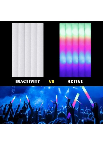 15 Adet Floresan Sopa Toplu Renkli LED Parlayan Çubuklar Rgb LED Parlayan Köpük Sopa Tezahürat Tüp Koyu Işık Doğum Günü Düğün Parti Malzemeleri (Yurt Dışından) indirimleri