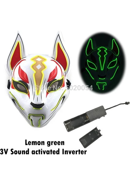 Limon Yeşili 2 Yeni Aydınlık Cadılar Bayramı Partisi Maskesi El Tel Parlayan Maske Japon Anime Cosplay Karnaval Parti Malzemeleri Için LED Kostüm Tilki Maskesi (Yurt Dışından) fiyatları