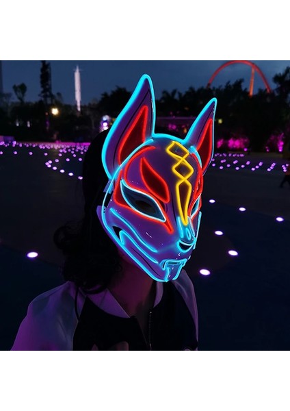 Limon Yeşili 2 Yeni Aydınlık Cadılar Bayramı Partisi Maskesi El Tel Parlayan Maske Japon Anime Cosplay Karnaval Parti Malzemeleri Için LED Kostüm Tilki Maskesi (Yurt Dışından) modelleri