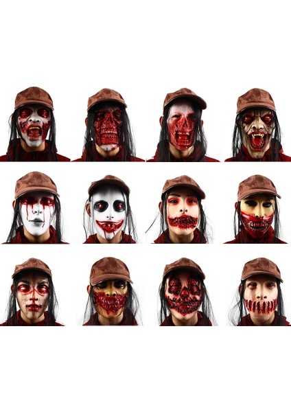 X10092 Cadılar Bayramı Kanlı Korkunç Maskeler Yetişkin Zombi Canavar Vampir Maskesi Lateks Kostüm Partisi Tam Kafa Uzun Saç Femme Perili Ev Maskesi (Yurt Dışından)