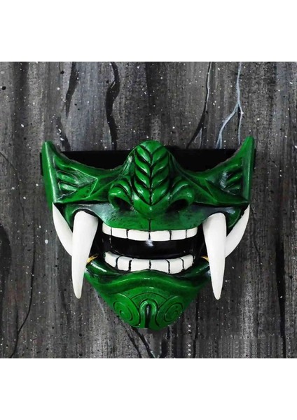 Yeşil Yetişkin Unisex Lateks Japon Prajna Hannya Noh Kabuki Şeytan Samuray Yarım Yüz Maskesi Cadılar Bayramı (Yurt Dışından) fırsatları