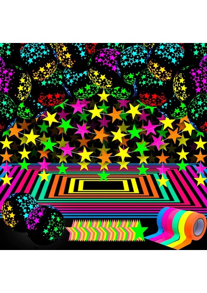 Kağıt Çelenk J Blacklight Neon Parti Malzemeleri Karanlıkta Parlayan Neon Flamalar Garland Floresan Balon Uv Bant Blacklight Parti Dekoru Için (Yurt Dışından)