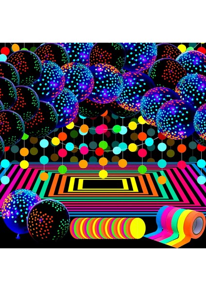 Kağıt Çelenk J Blacklight Neon Parti Malzemeleri Karanlıkta Parlayan Neon Flamalar Garland Floresan Balon Uv Bant Blacklight Parti Dekoru Için (Yurt Dışından)