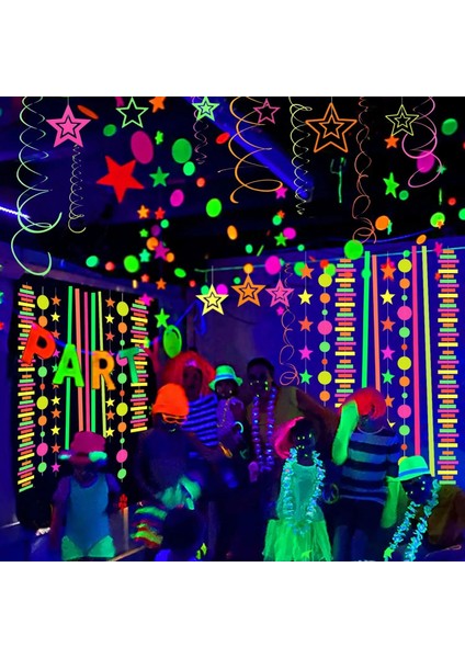 Kağıt Çelenk J Blacklight Neon Parti Malzemeleri Karanlıkta Parlayan Neon Flamalar Garland Floresan Balon Uv Bant Blacklight Parti Dekoru Için (Yurt Dışından)