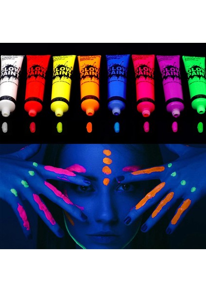 2 Rulo Turuncu Siyah Işık Neon Parti Yüz ve Vücut Boyası Glow Panit Renk Güzellik Makyaj Vücut Boyası Uv Blacklight Neon Floresan Parti Malzemeleri (Yurt Dışından)