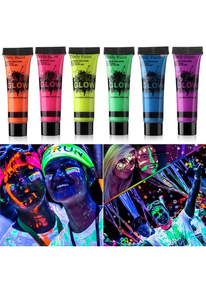 2 Rulo Turuncu Siyah Işık Neon Parti Yüz ve Vücut Boyası Glow Panit Renk Güzellik Makyaj Vücut Boyası Uv Blacklight Neon Floresan Parti Malzemeleri (Yurt Dışından)