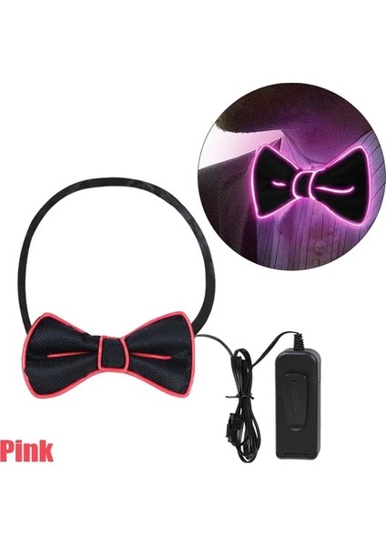 Pembe Karanlıkta Glow LED Papyon Aydınlık Yanıp Sönen Kravat Doğum Günü Partisi Düğün Noel Dekorasyon Cadılar Bayramı Cosplay Kostüm (Yurt Dışından) fiyatları